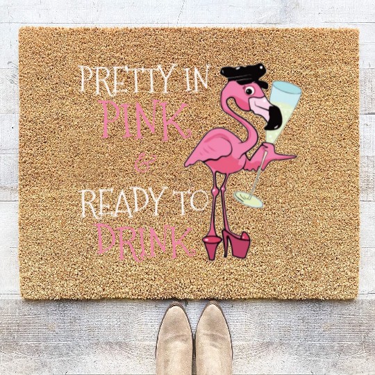 Pretty In Pink Ready To Drink Flamingo Lover Coir Doormats