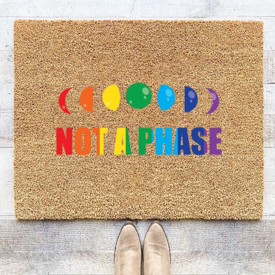 LGBT Not A Phase Funny Rainbow Moon Phase Gift Coir Doormats