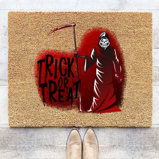 Grim Reaper Trick or Treat Coir Doormats