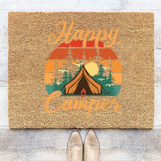 Camping love nature backpack camp with tent Coir Doormats
