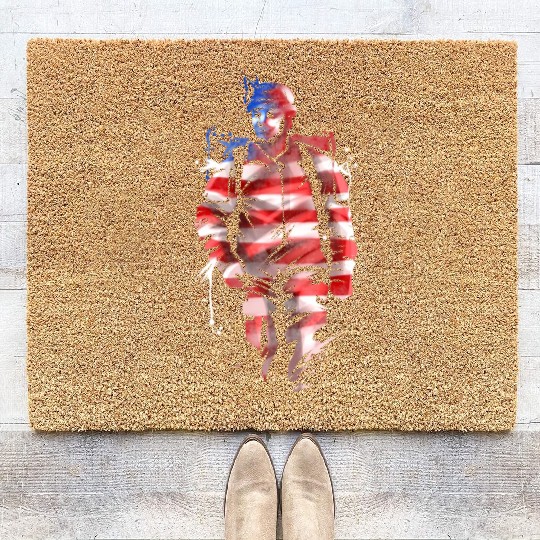 US Soldier In Us Flag Colours 4th Of July Coir Doormats