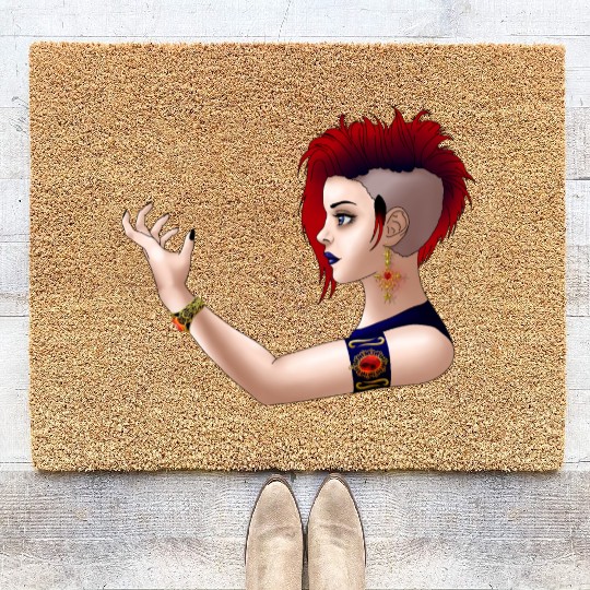 Goth Punk Girl Coir Doormats