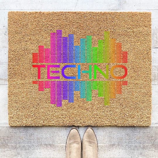 Techno Music Rainbow Spectrum Hard Dark Acid Coir Doormats