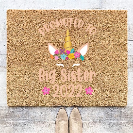 Promoted To Big Sister 2022 Unicorn Coir Doormats
