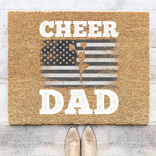 Cheer Dad American Flag Vintage Funny Cheerleader Coir Doormats