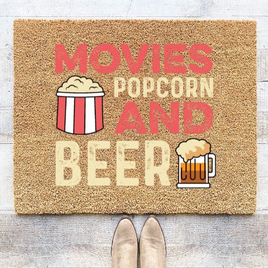 Movie Popcorn Beer Movie Critic Gift Coir Doormats