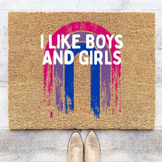 I Like Boys and Girls Bisexual LGBTQ Bi Pride Coir Doormats