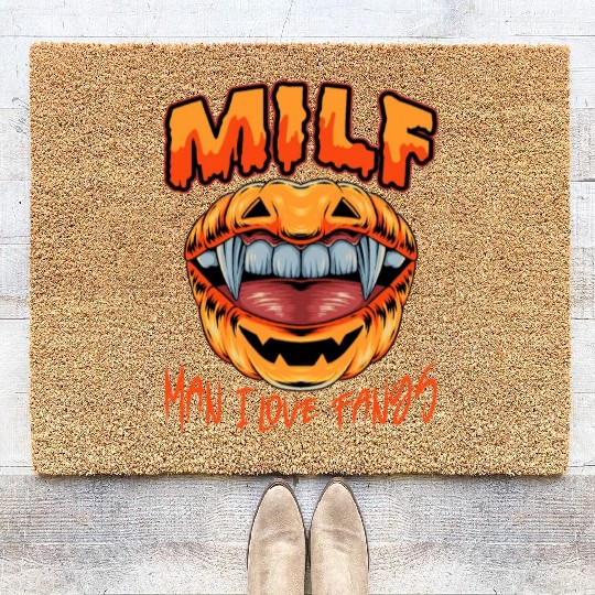 MILF Man I Love Fangs Funny gift Halloween Vampire Coir Doormats