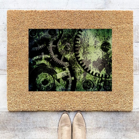 Clock Mechanism Copper Oxide Steampunk Abstract Coir Doormats