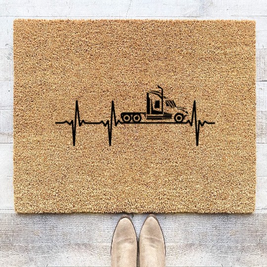 Truck Driver Trucking Truck Trucker Heartbeat Coir Doormats