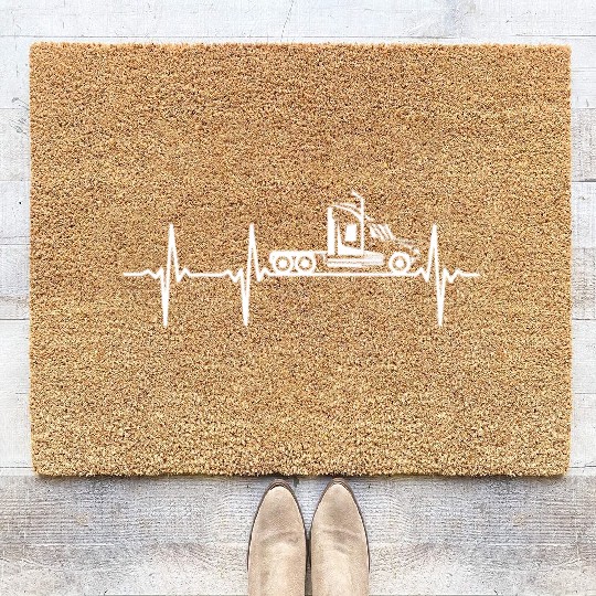 Truck Driver Heartbeat Truck Trucker Heartbeat Coir Doormats