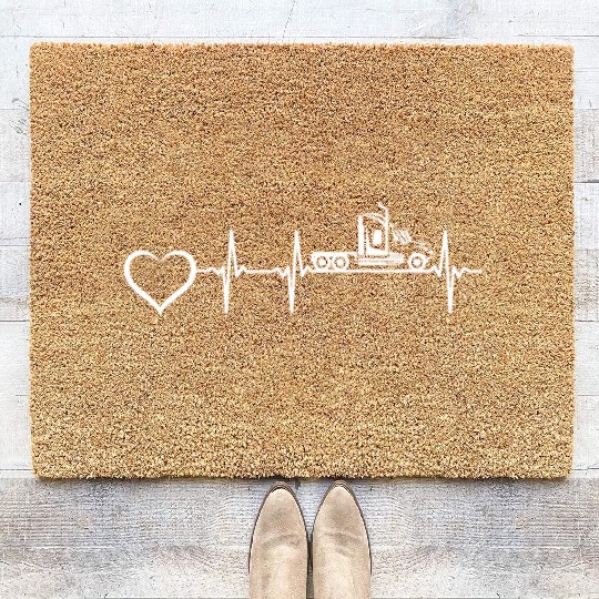 Truck Driver Heartbeat Trucking Heartbeat Truck Tr Coir Doormats