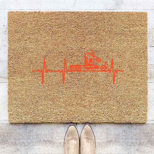 Trucking Trucker Heartbeat Truck Driver Heartbeat Coir Doormats