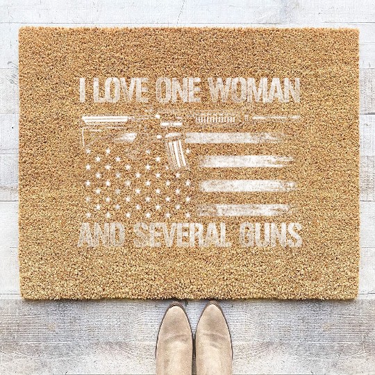 Dad Grandpa Veteran Us Flag I Love One Woman Coir Doormats