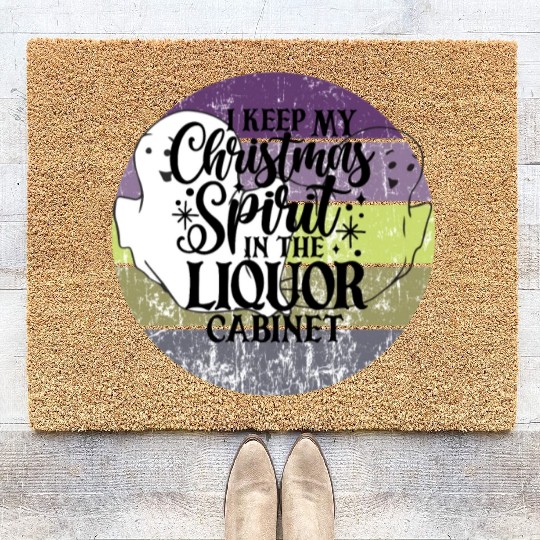 Funny Christmas Spirit Ghosts Sunset Coir Doormats