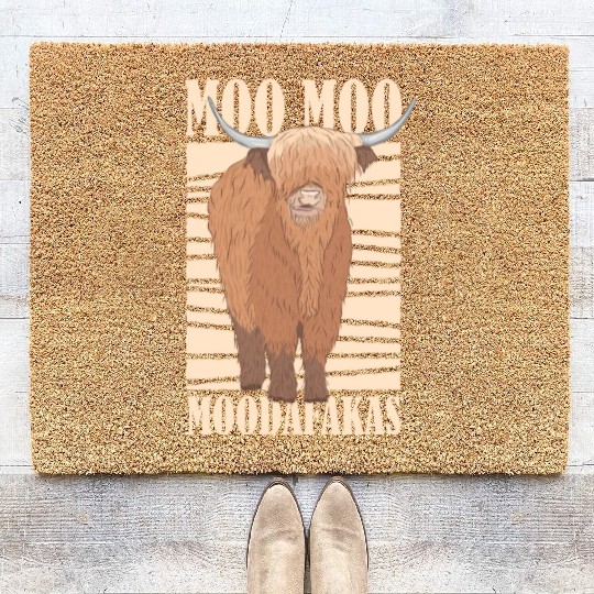 Moo Moo Moodafakas Cow Farmer Lover Animal Farmer Coir Doormats