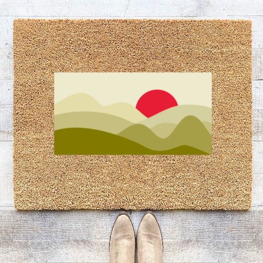 Minimalist Sun Olive Green Coir Doormats