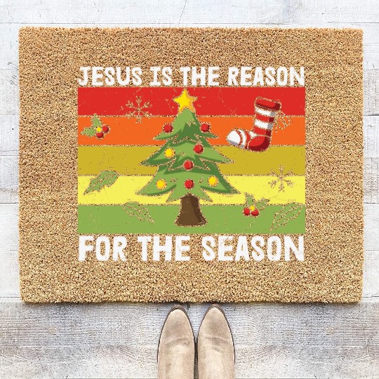 jesus is the reason for the season xmas christmas Coir Doormats