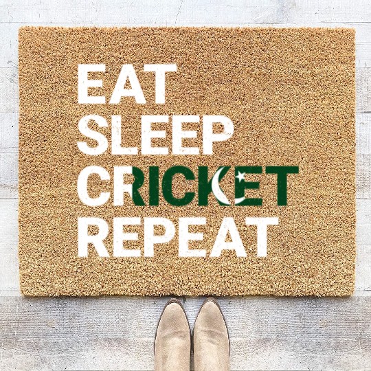 Eat Sleep Cricket Repeat PK Flag Sports Gift Coir Doormats