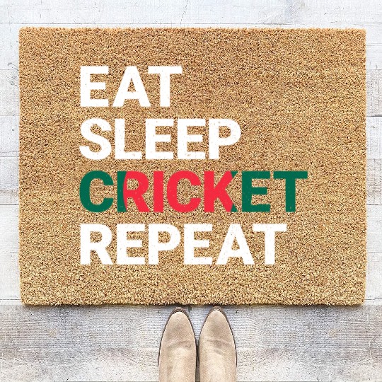 Eat Sleep Cricket Repeat BD Flag Sports Gift Coir Doormats