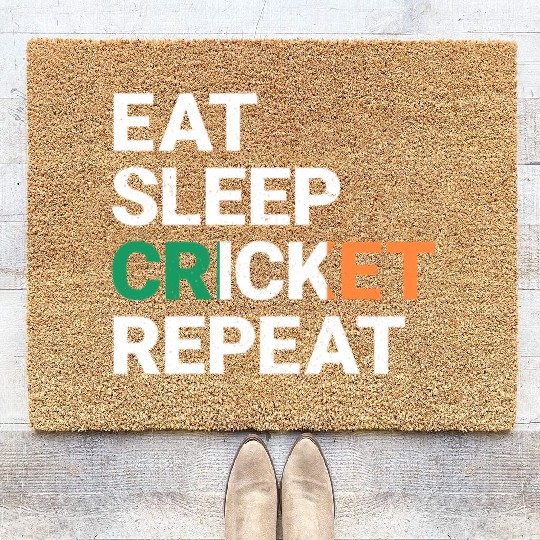 Eat Sleep Cricket Repeat Ireland Flag Sports Gift Coir Doormats