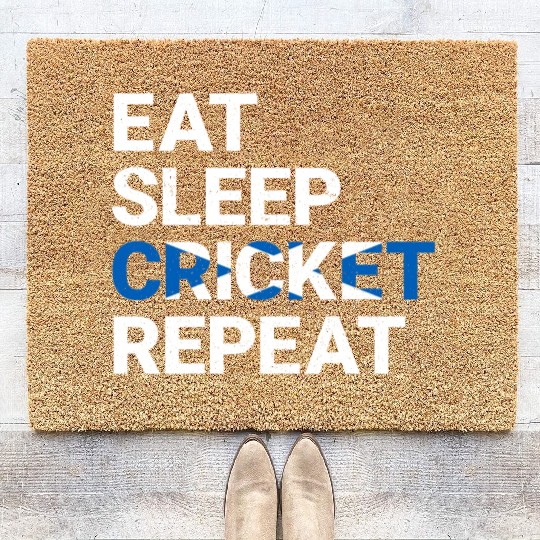 Eat Sleep Cricket Repeat Scotland Flag Sports Gift Coir Doormats