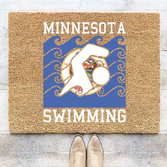 Minnesota Flag Swimming Team Swim Swimmer US State Coir Doormats