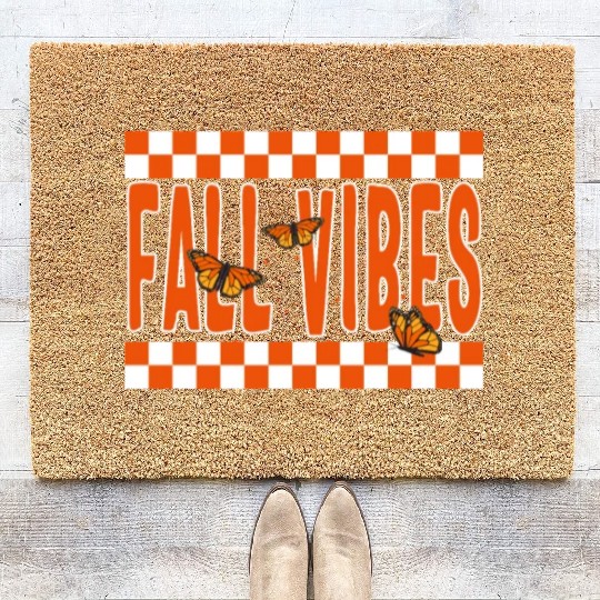 Halloween Theme Fall Vibes Coffee Lover Mug Gift, Coir Doormats