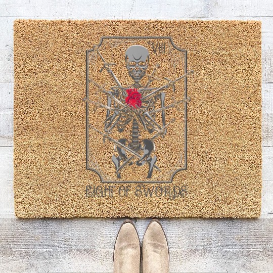 8 of Swords Tarot Card Skeleton Witchy Pagan Coir Doormats