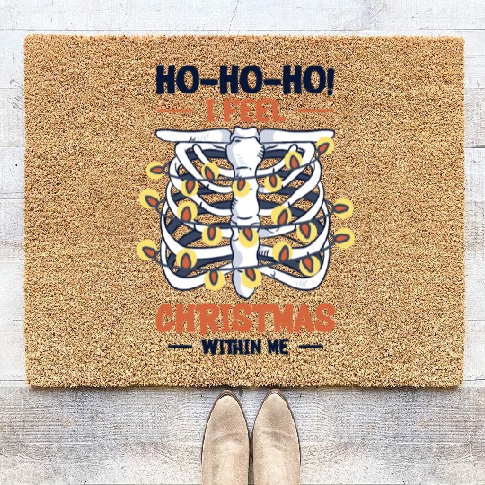 Christmas Holiday Skeleton Rib Cage Radiology Coir Doormats
