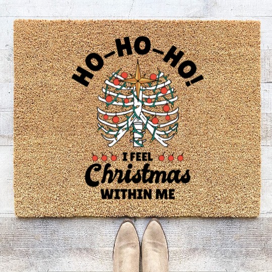 Christmas Holiday Skeleton Rib Cage Radiology Coir Doormats