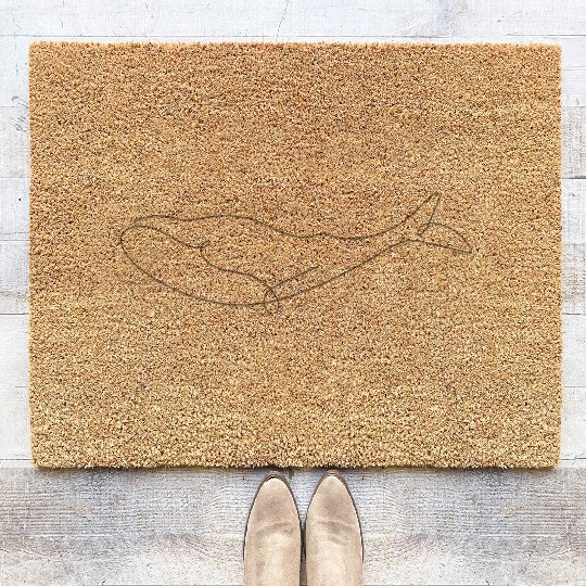 Whale minimalistic drawing Coir Doormats