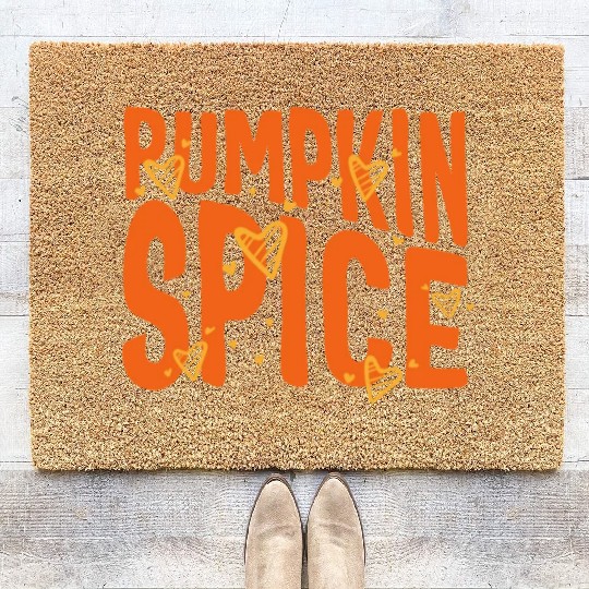 Halloween Theme Cute Pumpkin Spice Coffee Lover Coir Doormats