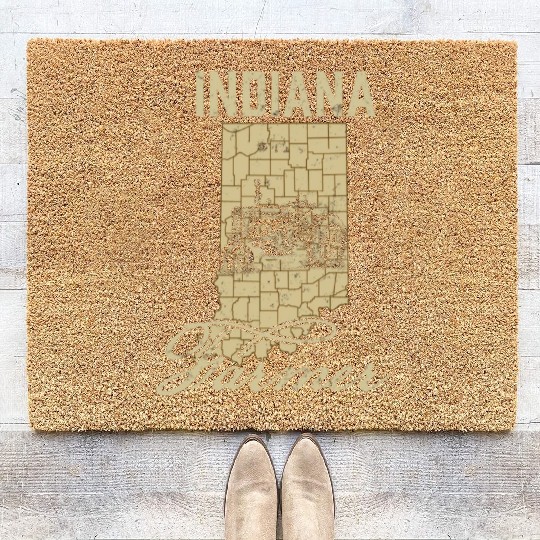 Indiana Farmer Tractor Lover State Map Farming Loc Coir Doormats