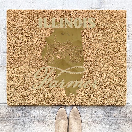 Illinois Farmer Tractor Lover State Map Farming Lo Coir Doormats