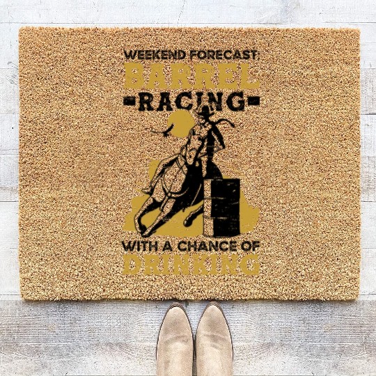 Barrel Racing Drink Beer Rodeo Equestrian Horse Coir Doormats