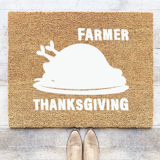 Farmer Thanksgiving Turkey Dinner Food Lover Coir Doormats