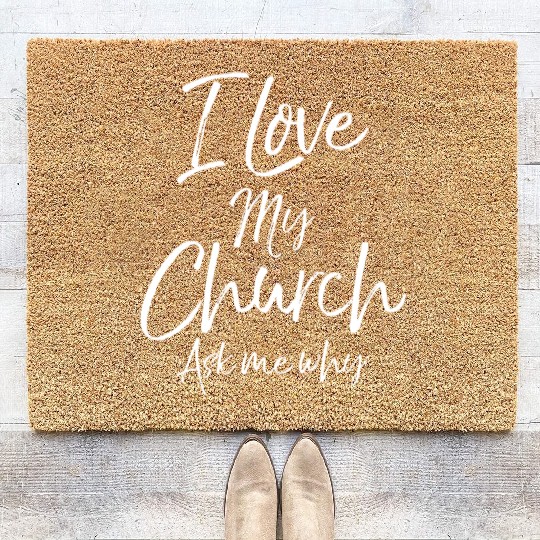 Matching Church Evangelism Quote I Love My Church Coir Doormats