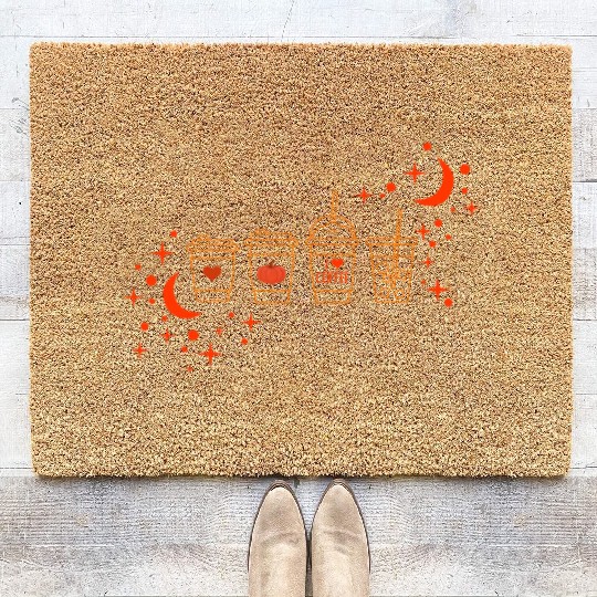 Halloween Coir Doormats, Cute Halloween Coffee Latte