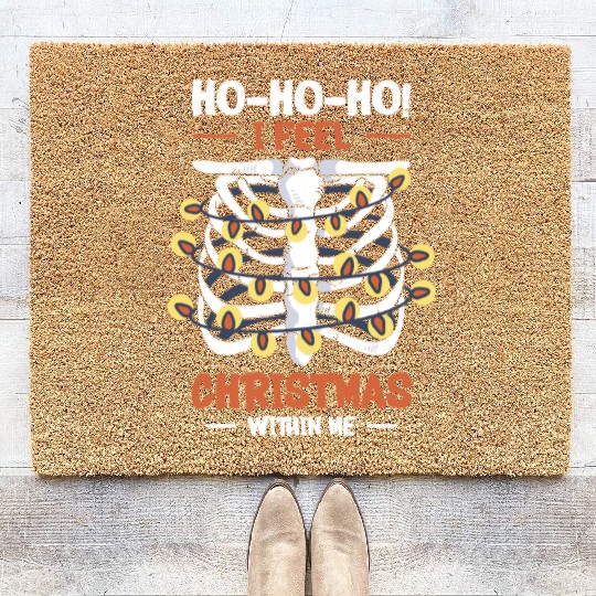 Christmas Holiday Skeleton Rib Cage Radiology Coir Doormats