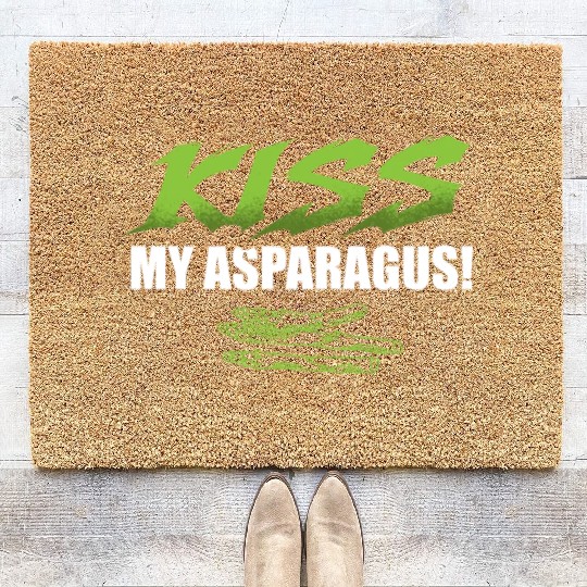 Kiss My Asparagus Lover Vegetarian Vegetable Vegan Coir Doormats