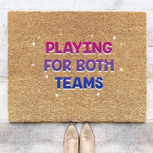 Playing for Both Teams Bisexual LGBTQ Bi Pride Coir Doormats