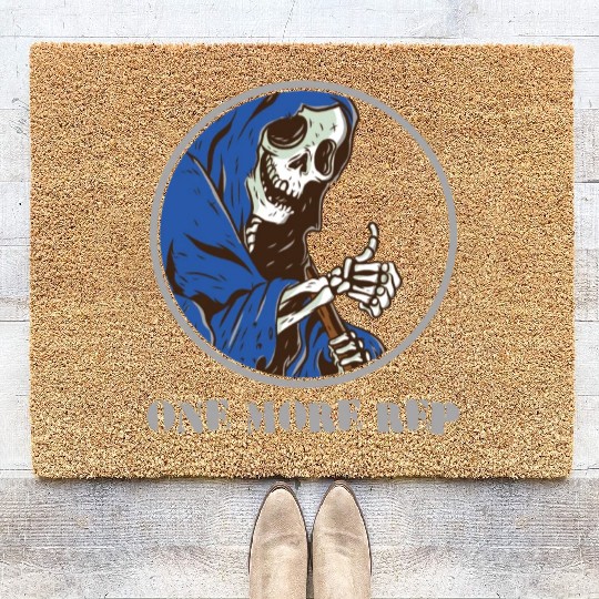 Grim Reaper Weightlifting Gym Workout Humor Coir Doormats