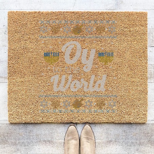Funny Ugly Hanukkah Oy To The World Coir Doormats