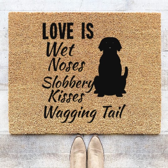 Black Labrador Retriever I Love My Dog Black Lab Coir Doormats