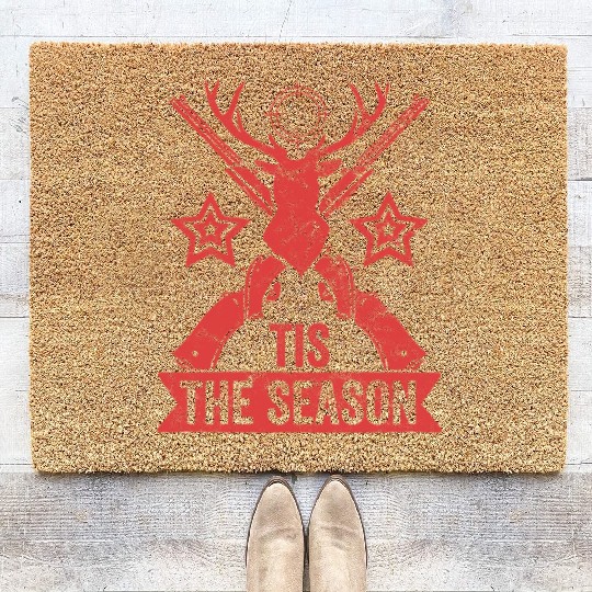 Tis The Season Retro Dear Hunting Coir Doormats