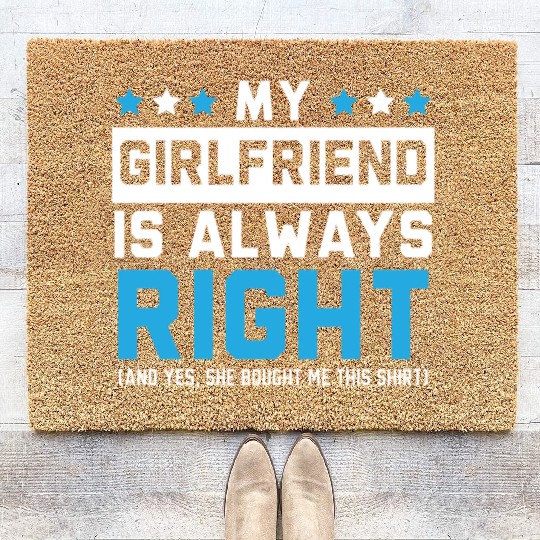 My Girlfriend Is Always Right Valentines Day Cupid Coir Doormats