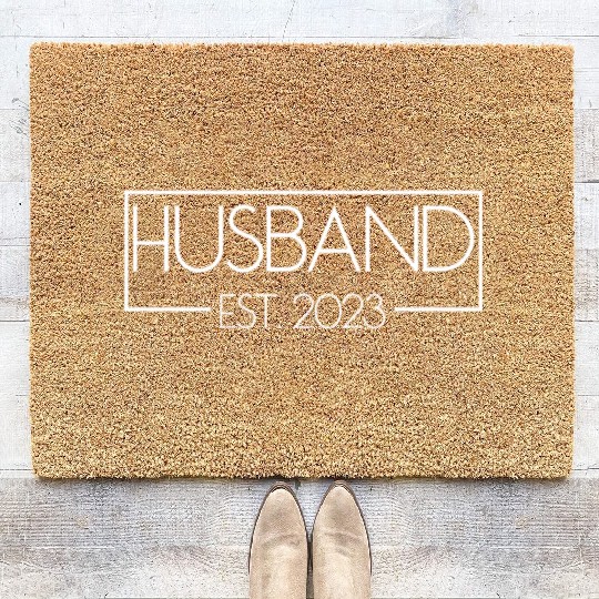 Husband Est. 2023 Matching Couple Newlywed Married Coir Doormats