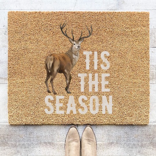 Tis The Season Retro Dear Hunting Coir Doormats
