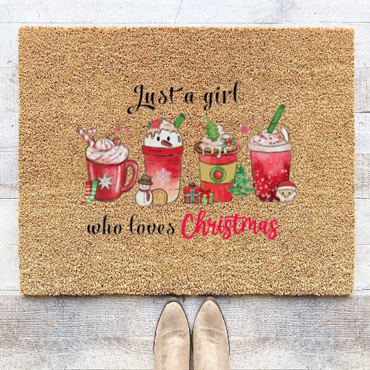 Just A Girl Who Love Christmas | Christmas Coffee Coir Doormats